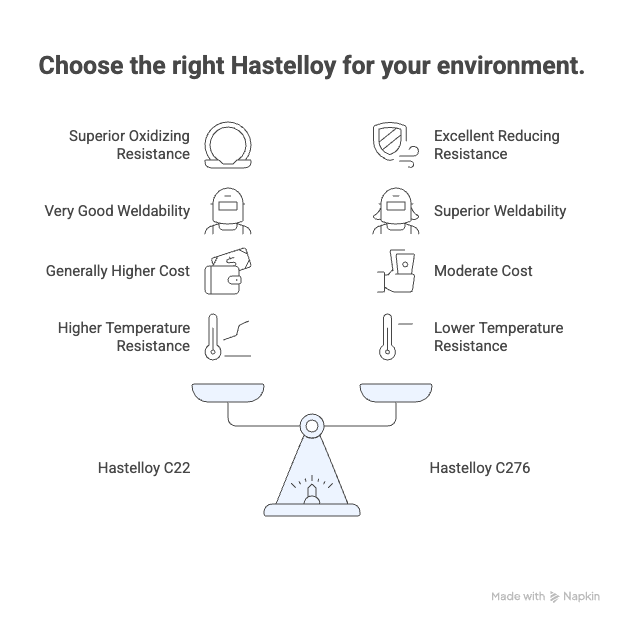 Difference Between Hastelloy C22 and C276