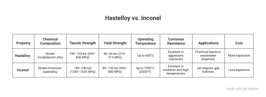 Hastelloy vs Inconel : Comparaison des propriétés, de la composition et des applications